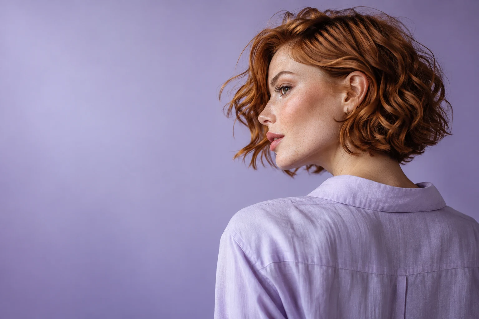 Coupe courte rousse et ondulée